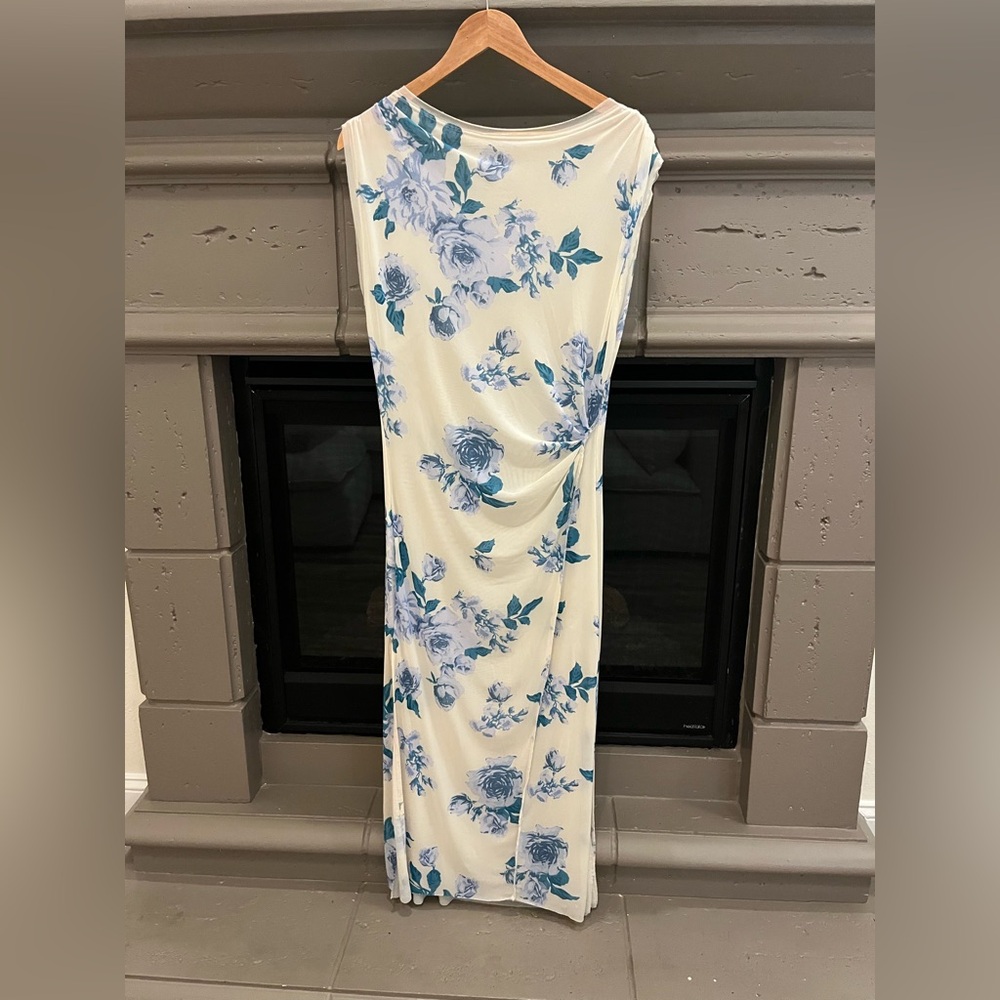 NWOT Free People Carmel Floral Mesh Midi Dress with side leg slits scoop neck